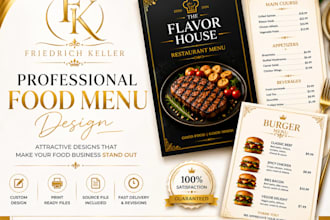 design professional resturant food menu,cafe menu,digital menu