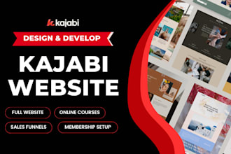 design kajabi website, setup courses, and build funnels