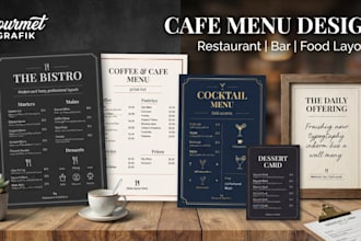 design cafe menus, bar menus, and restaurant menu layouts