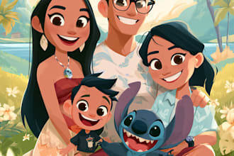 make a disney cartoon illustration