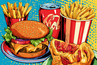 make a food pop art illustration