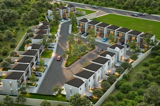 model residential masterplan, landscape aerial renders,street,site layout visual