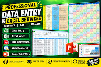 provide fast, accurate data entry, copy paste, PDF and excel work
