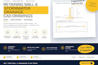 design retaining wall and stormwater drainage cad drawings