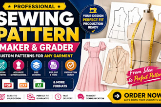 be your professional sewing pattern maker for custom garment patterns