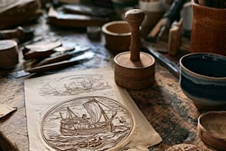 create a true woodcut or linocut illustration