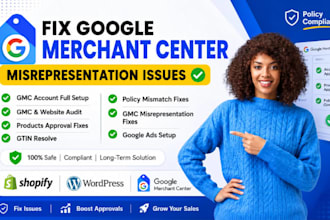 setup gmc fix misrepresentation policy issues suspension google shopping