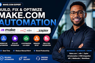 build make automation fix make com n8n automation workflow make com expert