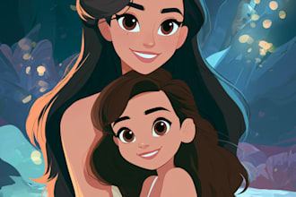 make a disney cartoon illustration