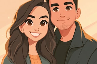 draw cartoon portrait in disney cartoon illustration