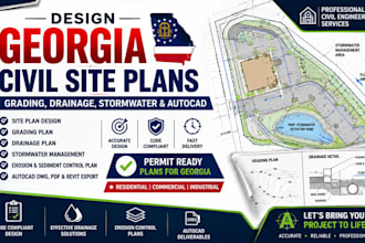 design georgia civil site plans, grading, drainage, stormwater and autocad