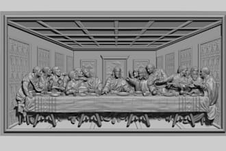 make 3d model, swirl bas relief, mural, decor ornament, ornate design, stl, obj