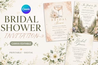 design canva editable bridal shower invitation