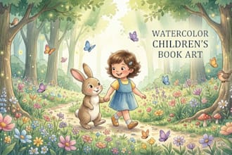 create watercolor childrens book illustrations and cover art
