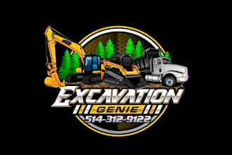 create graceful and fantastic excavation logo design