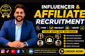 find and recruit influencer affiliates, affiliate promoters and affiliate signup