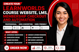create learnworlds course website, lms, membership checkout and automation