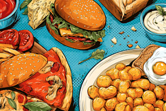 food pop art illustrations