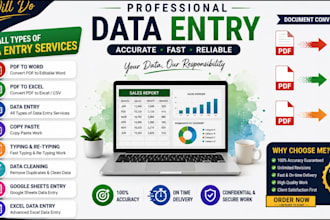 data entry, copy paste, pdf to excel ,word, googlesheet