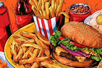 draw food pop art illustrations