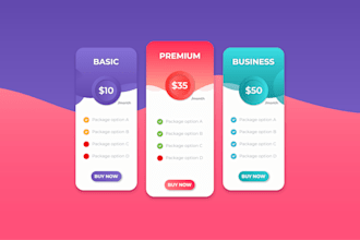 design a professional pricing table, price list, and service menu