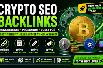do crypto seo backlinks, press release, crypto promotion, and crypto guest post