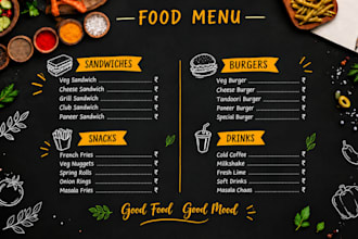design restaurant menu, custom food menu, price list menu and food flyer design