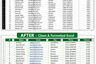 clean and organize a messy inventory spreadsheet and stock data