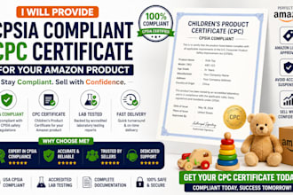provide cpsia compliant cpc certificate for your amazon product