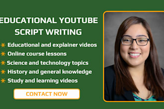 educational youtube script writing for online course, educator, learning channel