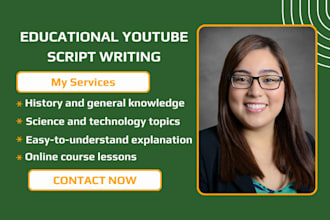 educational youtube script writing for online course, educator, learning channel