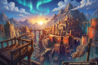 create stunning fantasy landscape, background illustration