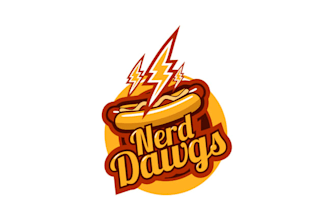 design super delicious and clean logo for nerd dawgs brand