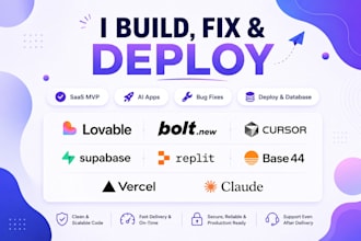 fix lovable ai, build replit migrate, base44, supabase, saas fix , claude code