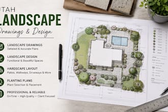 provide utah landscape drawings landscape design hardscape layout planting plan