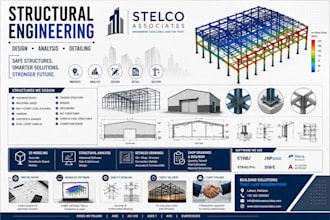 rcc and steel building structural design, analysis, and drawings