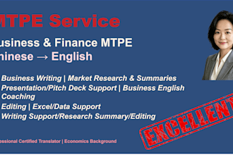 do all business and finance mtpe documents chinese to english