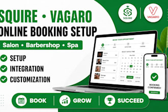 do squire vagaro online booking setup for salon barbershop and spa website