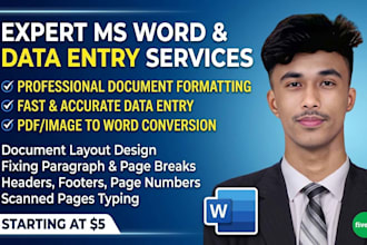 do microsoft word data entry and document formatting