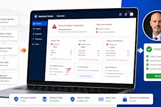 fix google merchant center suspension, misrepresentation and feed errors