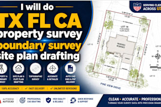 do tx fl ca property survey boundary survey site plan drafting