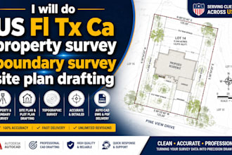 do US fl tx ca property survey boundary survey site plan drafting