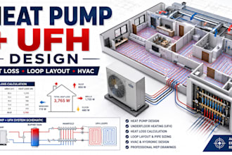 design hvac ufh heat pump systems with calculations