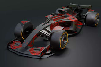 3d fi racing car,exterior part logo design,aerodynamic vehicle,animation render