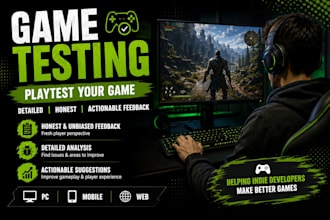 test your game and provide detailed feedback