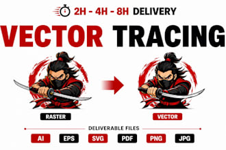 do vector tracing, redraw, recreate or vector logo, vectorize image, svg file