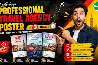 design a professional travel agency poster in 3 hours