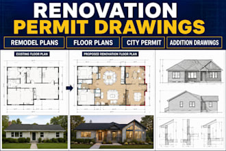 create city permit drawings for home renovation, remodel and addition plans