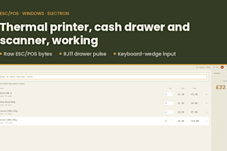 integrate a thermal printer barcode scanner and cash drawer
