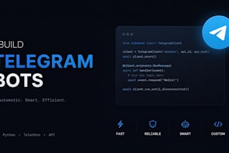 build a custom telegram bot, python script or web scraper